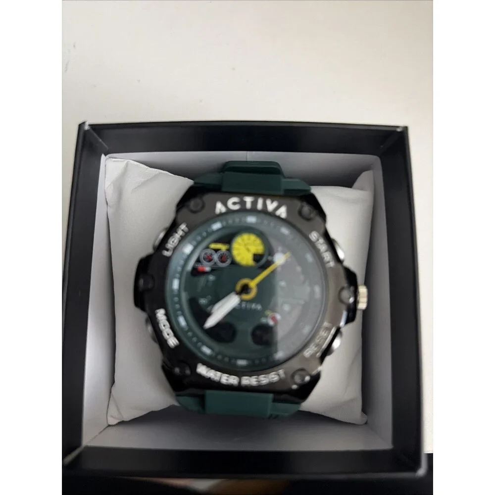 Activa X Invicta Mens Black & Green Digital 55mm Watch 50m Wtr/Res ACW8092-002